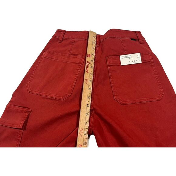 Risen High Rise Cargo Boyfriend Jeans Women's Straight Leg Brick Size 11/30 NWT - Picture 9 of 15